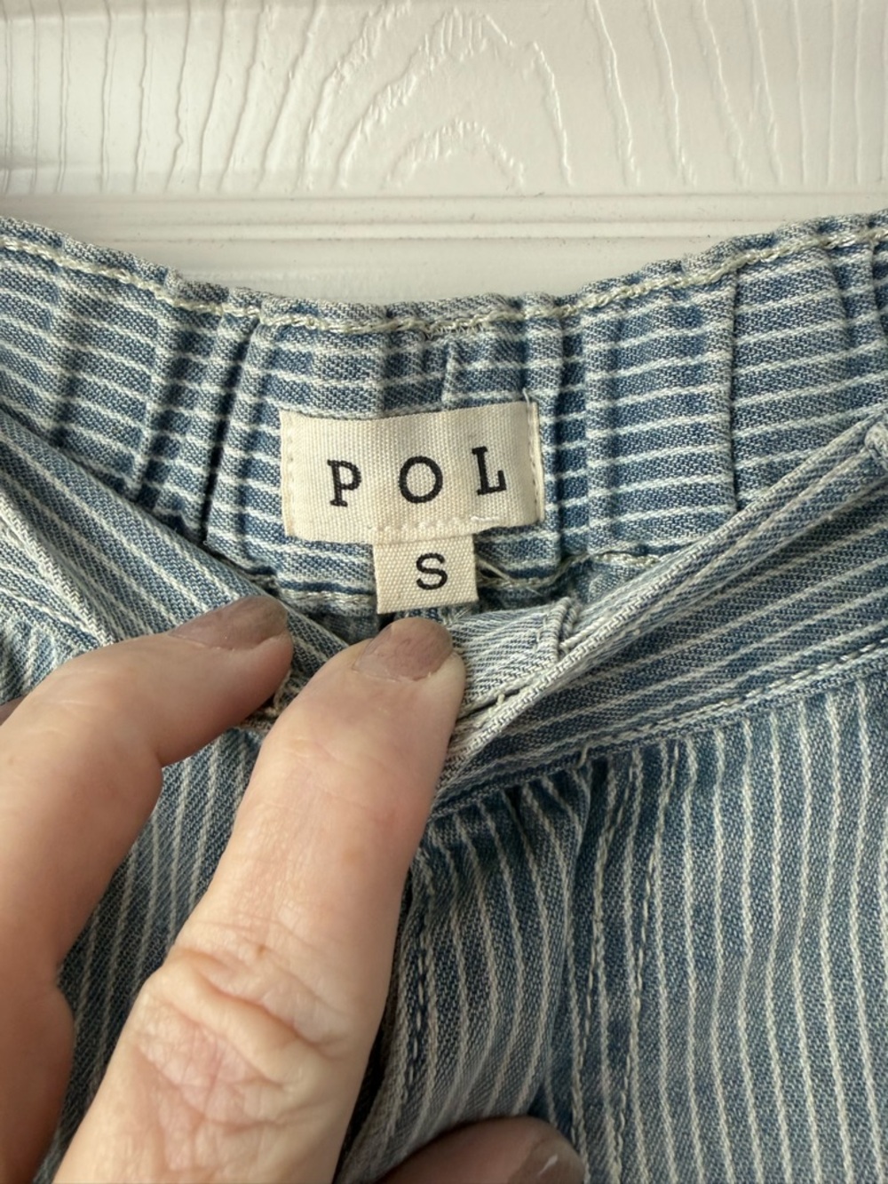 POL Patchwork Striped Blue and White pants - Picture 3 of 3